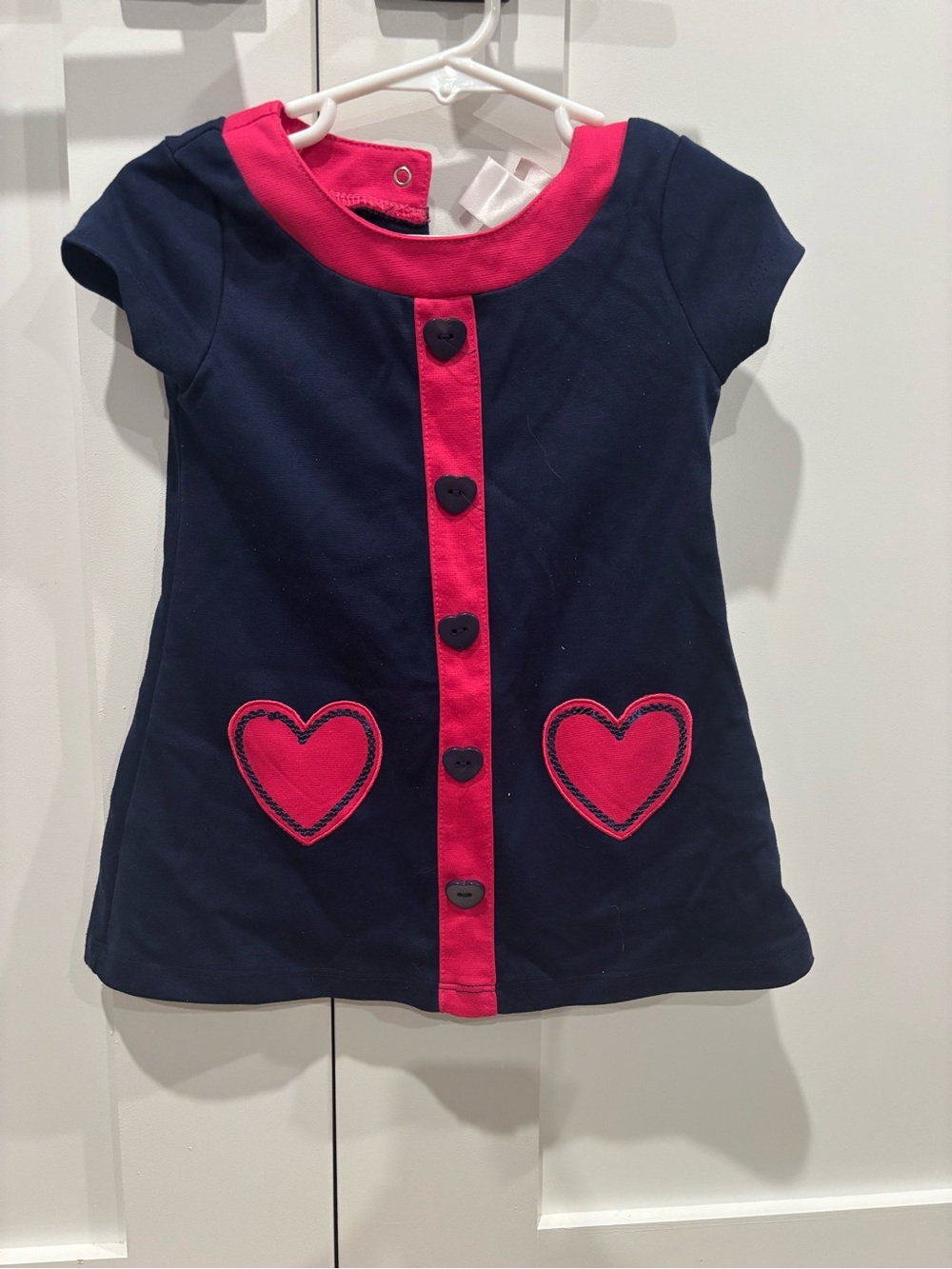 Flapdoodles Navy & Hot Pink Heart Button-Front Knit Top